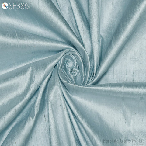 Powder Blue Pure Dupioni Fabric Shantung Raw Silk by the Yard Indian Bridal Wedding Dresses Pillowcases Drapery Curtains Costume Upholstery