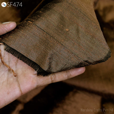 Iridescent Brown Pure dupioni Silk fabric by the Yard Indian Wedding Dresses Sewing Raw Silk Bridesmaids Dolls Ribbon Upholstery Drapery
