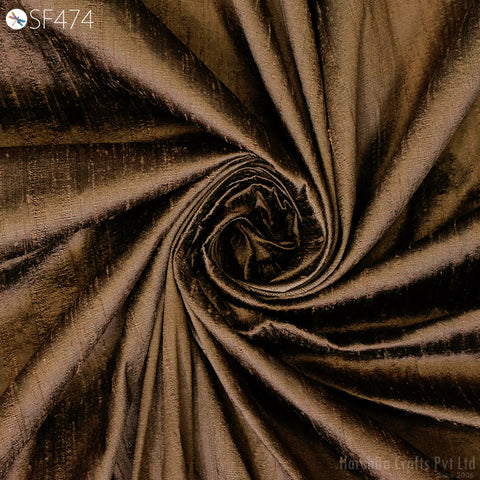 Iridescent Brown Pure dupioni Silk fabric by the Yard Indian Wedding Dresses Sewing Raw Silk Bridesmaids Dolls Ribbon Upholstery Drapery