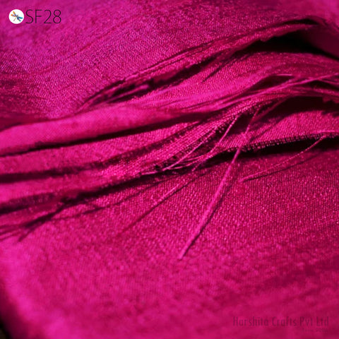 Bright Magenta Pink Pure Dupioni Plain Silk Fabric Indian Raw Silk Fabric by the yard Dupion Dresses Pillow Cushion Cover Crafting Drapery