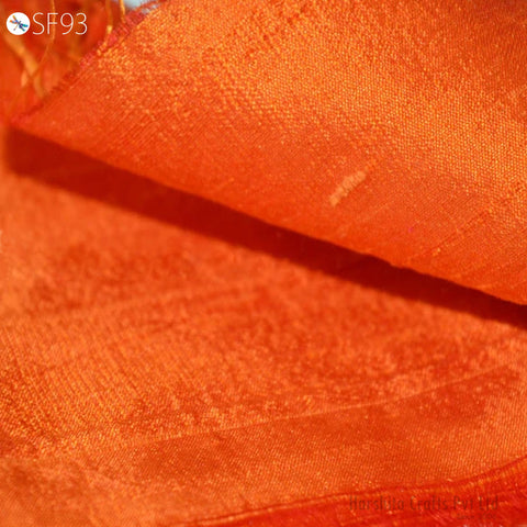 Orange Plain Pure Dupioni Silk by the Yard Indian Raw Silk wedding dresses costume sewing crafting Cushion Covers Table Runner Curtain