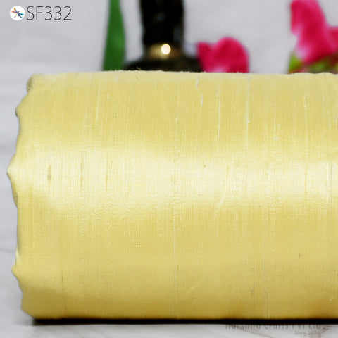 Yellow Pure Dupioni Plain Silk Indian Raw Silk Fabric by the yard Dupion Wedding Dresses Home Pillow Cushion Table Cover DIY Crafting Sewing