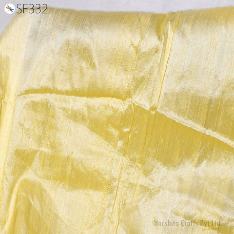 Yellow Pure Dupioni Plain Silk Indian Raw Silk Fabric by the yard Dupion Wedding Dresses Home Pillow Cushion Table Cover DIY Crafting Sewing