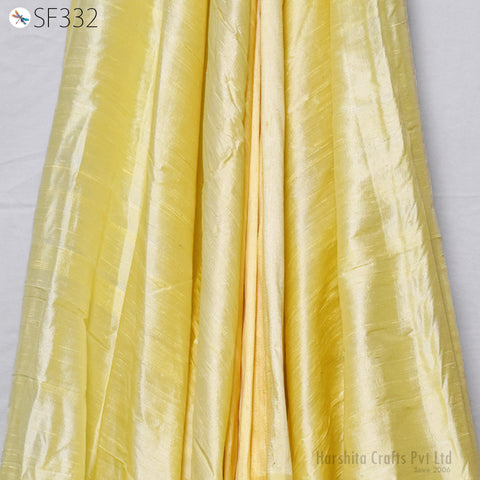 Yellow Pure Dupioni Plain Silk Indian Raw Silk Fabric by the yard Dupion Wedding Dresses Home Pillow Cushion Table Cover DIY Crafting Sewing