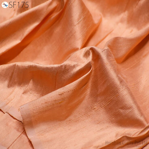 Dark Peach Pure Dupioni Fabric Raw Silk by the Yard Indian Wedding Dresses Pillowcases Drapery Blouses Curtains Cushions Costumes Sewing