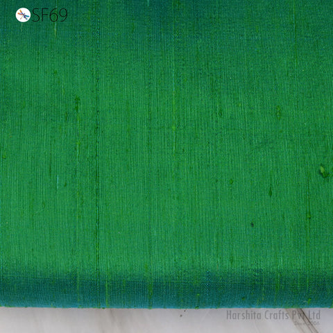 Iridescent Peacock Green Dupioni Silk Fabric (1 Yard) Luxury Evening Wear