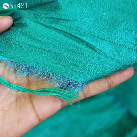 Emerald Green Dupioni Silk Raw fabric by the Yard Indian Pure Dupion Wedding Bridesmaid Dress Crafting Sewing Pillowcases Costume Upholstery