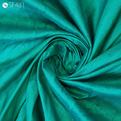 Emerald Green Dupioni Silk Raw fabric by the Yard Indian Pure Dupion Wedding Bridesmaid Dress Crafting Sewing Pillowcases Costume Upholstery