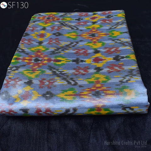 Indian Grey Pure Silk Ikat fabric by the Yard Wedding Bridesmaid Dresses Handwoven Crafting Sewing Fabric Cushions Pillow Drapery Curtains