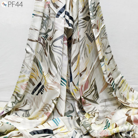 Indian Modal Satin Fabric by the Yard Flowy Soft Printed Summer Dresses Fabric Shirt Comfortable Clothing Costumes Drapery Sewing Crafting