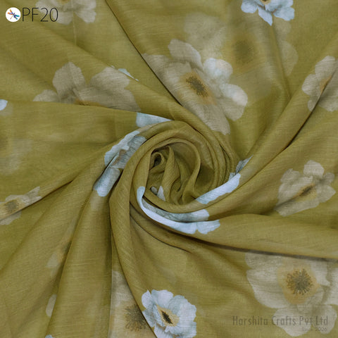 Printed Chiffon fabric By Yard Indian for Soft Flowy Floral Summer Dress Shirt Comfortable Clothing Party Costumes Drapery Sewing Crafting