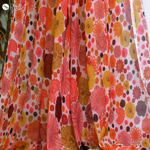 Printed Chiffon fabric By Yard Indian for Soft Flowy Floral Summer Dress Shirt Comfortable Clothing Party Costumes Drapery Sewing Crafting