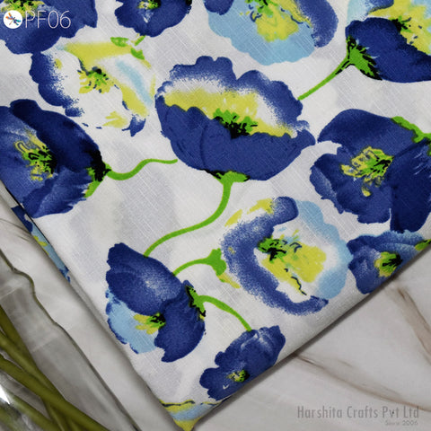 59" Indian Slub Crepe Fabric by Yard Flowy Floral Soft Printed Summer Dress Shirt Comfortable Clothing Party Costume Drapery Sewing Crafting