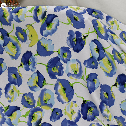 59" Indian Slub Crepe Fabric by Yard Flowy Floral Soft Printed Summer Dress Shirt Comfortable Clothing Party Costume Drapery Sewing Crafting