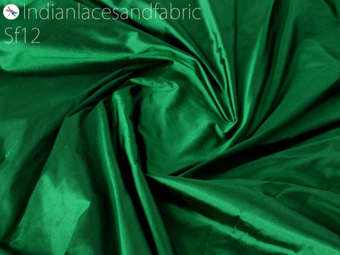 80 gsm Indian Dark Green Soft Pure Plain Silk Fabric by yard Wedding Dress Bridesmaids Costumes Party Dresses Pillows Cushion Covers Drapery