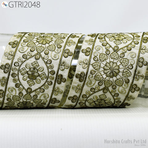 9 Floral Embroidered 8cm Fabric Trim Indian Trim Dress Crafting Sari Border Saree Ribbon Beach Bags Headband Summer Dress Embellishment Lace