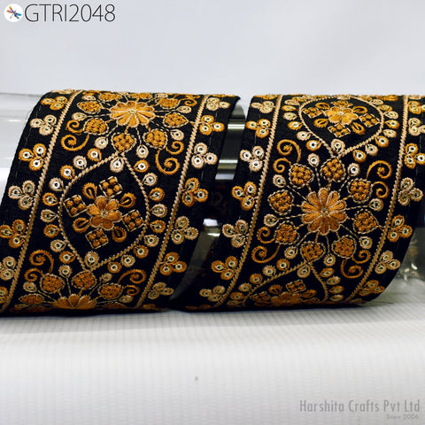 3 Floral Embroidered 8cm Fabric Trim Indian Trim Dress Crafting Sari Border Saree Ribbon Beach Bags Headband Summer Dress Embellishment Lace