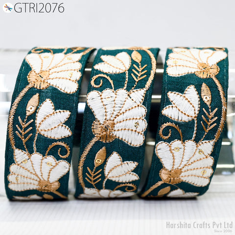 9 Yard Yellow 4cm Embroidered Trim Sari Embellishment Embroidery Crafting Border Saree Ribbons Cushions Home Décor Sewing Trimmings