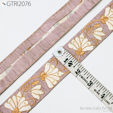 9 Yard Yellow 4cm Embroidered Trim Sari Embellishment Embroidery Crafting Border Saree Ribbons Cushions Home Décor Sewing Trimmings