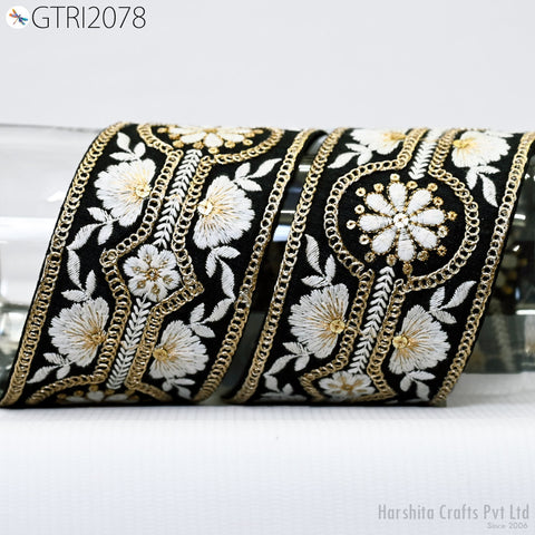 9 Yard Indian 7CM Embroidered Trim Drapery Hats Bag Saree Decorative Trimming Ribbon Crafting Sewing Sari Borders Embellishments Home Decor