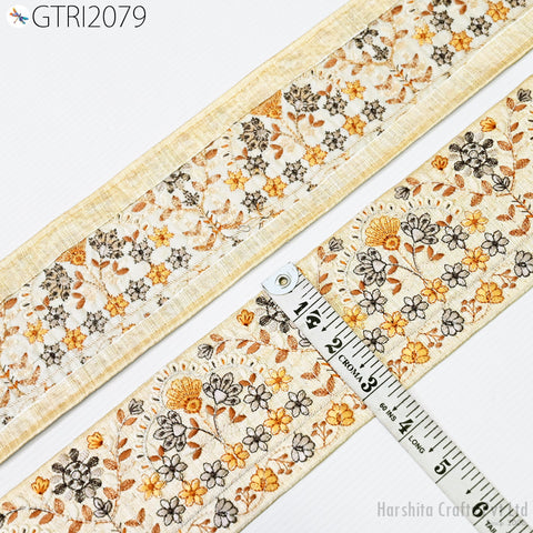 9 Yard Embroidered 8cm Fabric Trim Indian Embroidery Sari Border Crafting Saree Sewing Decorative Beach Bag Cushions Trimmings Ribbons Tape