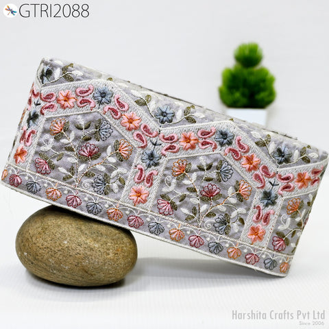 9 Yard Embroidered 10cm Fabric Trim Indian Embroidery Sari Border Crafting Saree Sewing Decorative Beach Bag Cushions Trimmings Ribbons Tape