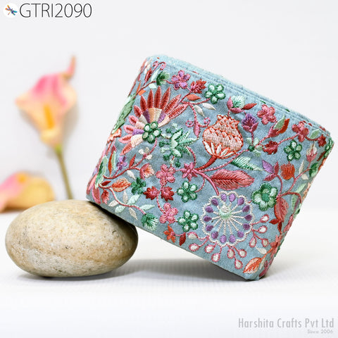 9 Yard Embroidered 10cm Fabric Trim Indian Embroidery Sari Border Crafting Saree Sewing Decorative Beach Bag Cushions Trimmings Ribbons Tape