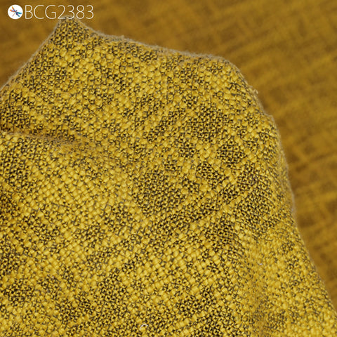 Indian Tweed Fabric Sold By The Yard Mustard Yellow Woven Wool Blend Textile for Designers Home Decor Bed Covers DIY Crafting Coat Cushions