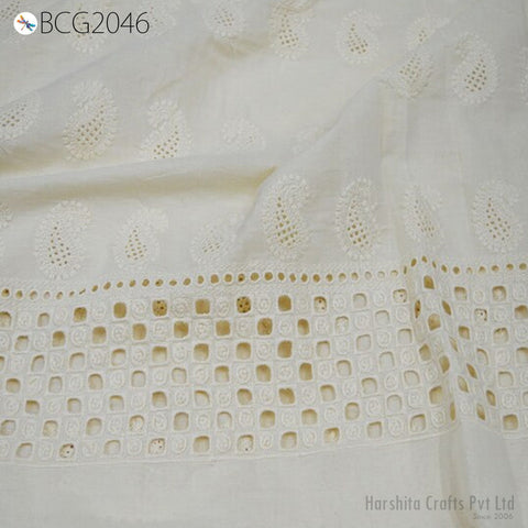 Embroidered unbleach Ivory Cotton Material Crafting Dyeable Eyelet Fabric by the Yard Sewing Accessories Eyelet Fabrics For Home decoration