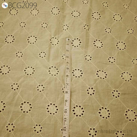 46" Unbleached Sewing Indian Embroidered Eyelet Cotton Fabric By the Yard Wedding Dresses Guipure Fabric Women Summer Skirt Drapery Curtain