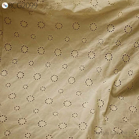 46" Unbleached Sewing Indian Embroidered Eyelet Cotton Fabric By the Yard Wedding Dresses Guipure Fabric Women Summer Skirt Drapery Curtain