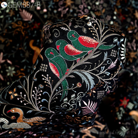 Embroidered Fabric by the yard Sewing DIY Crafting Indian Embroidery Wedding Dress Costumes Dolls Bags Cushion Covers Table Runners Blouses