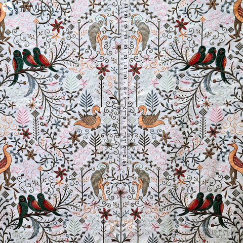 Embroidered Fabric by the yard Sewing DIY Crafting Indian Embroidery Wedding Dress Costumes Dolls Bags Cushion Covers Table Runners Blouses