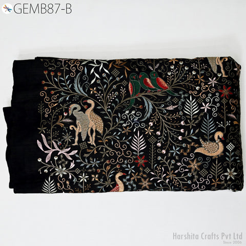 Embroidered Fabric by the yard Sewing DIY Crafting Indian Embroidery Wedding Dress Costumes Dolls Bags Cushion Covers Table Runners Blouses