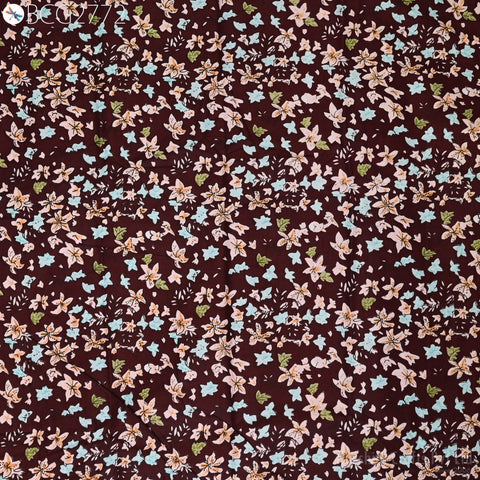 Wine Floral Screen Print Cotton Indian Summer Dresses Soft Fabric by yard Nursery Cribs Quilting Sewing Crafting Clothing Apparels Drapery
