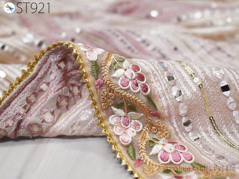 Bridal Veil Indian Dupatta Mirror Work Embroidered Customized Wedding Georgette Long Women Dupatta Lehenga Embroidery Stoles Chunni Gift