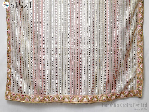 Bridal Veil Indian Dupatta Mirror Work Embroidered Customized Wedding Georgette Long Women Dupatta Lehenga Embroidery Stoles Chunni Gift