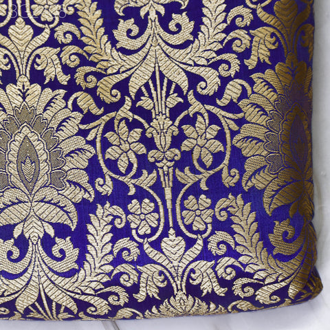 Blue Indian Banarasi Brocade Fabric by the Yard Wedding Dresses Blended Silk Sewing Crafting Costume Home Decor Pillowcases Upholstery