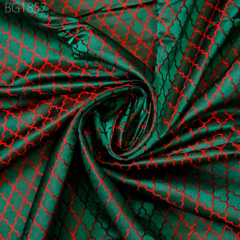 Green Indian Jacquard Brocade Wedding Dress Fabric By The Yard Crafting Sewing Bridesmaid Costume Valances Drapes Floral Home Furnishing