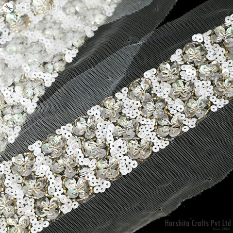 Beaded Trim By The Yard Indian Handcrafted Floral Sari Border DIY Crafting Saree Ribbon Embroidered Zari Laces Handmade Trimmings Costumes