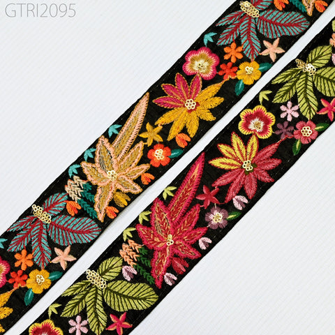 9 Yard Yellow 5cm DIY Crafting Indian Embroidered Decorative Fabric Trim Laces Sari Border Saree Ribbon Sewing Curtain Home Decor Accessory