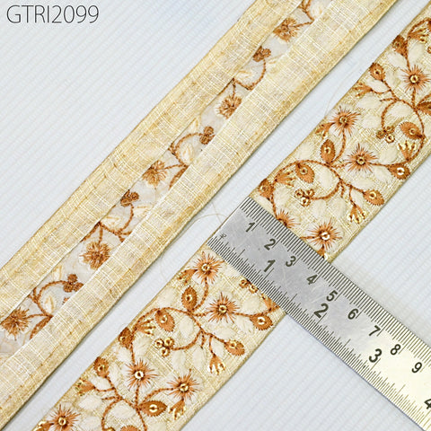 9 Yard Floral Indian 4cm Trim Sari Embroidery Saree Ribbon Embroidered Border Cushions cover Home Décor Sewing Clothing Trimmings