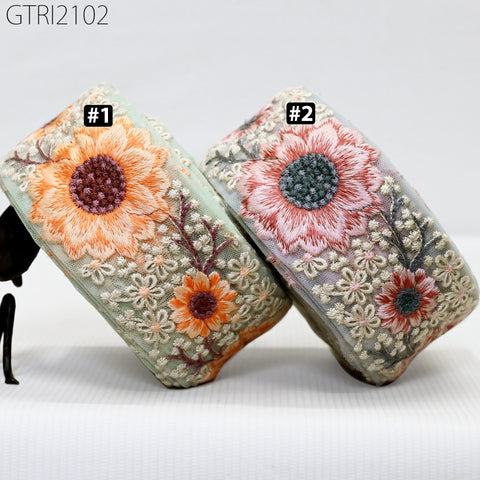 9 Yard Indian 6cm Embroidery Fabric Trim Decorative Saree Embellishments DIY Crafting Sewing Curtains Sari Border Embroidered Ribbons