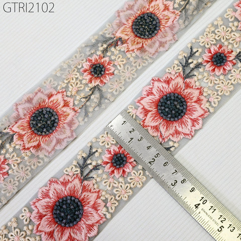 9 Yard Indian 6cm Embroidery Fabric Trim Decorative Saree Embellishments DIY Crafting Sewing Curtains Sari Border Embroidered Ribbons