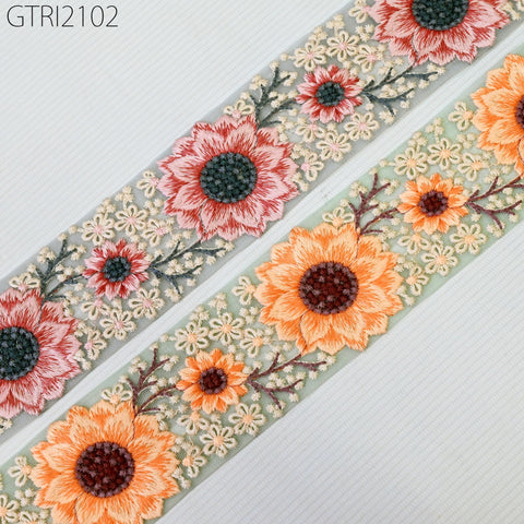 9 Yard Indian 6cm Embroidery Fabric Trim Decorative Saree Embellishments DIY Crafting Sewing Curtains Sari Border Embroidered Ribbons