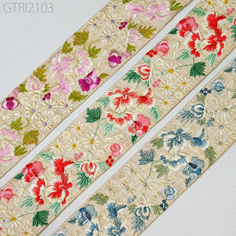 9 Yard Indian 65MM Embroidery Sari Trim Embroidered Wedding lehenga Border Saree Cushions Cover Sewing Crafting Curtains Headbands Ribbon