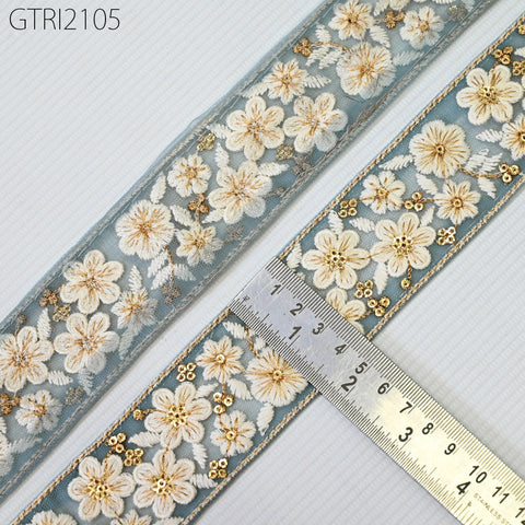 9 Yard Indian Embroidery 45mm Trim Embroidered Saree Ribbon Sari Embellishments Cushions Sewing Crafting Trimmings Curtains Headbands Border