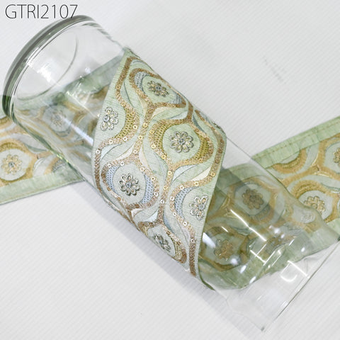 9 Yard Grey 85mm Indian Embroidered Fabric Trim Sari Border DIY Crafting Saree Sewing Trimmings Embellishments Beach Bag Cushions Ribbons