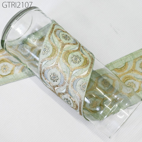 9 Yard Grey 85mm Indian Embroidered Fabric Trim Sari Border DIY Crafting Saree Sewing Trimmings Embellishments Beach Bag Cushions Ribbons