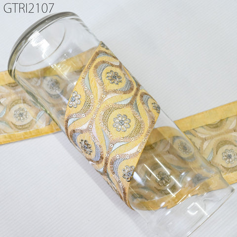 9 Yard Grey 85mm Indian Embroidered Fabric Trim Sari Border DIY Crafting Saree Sewing Trimmings Embellishments Beach Bag Cushions Ribbons